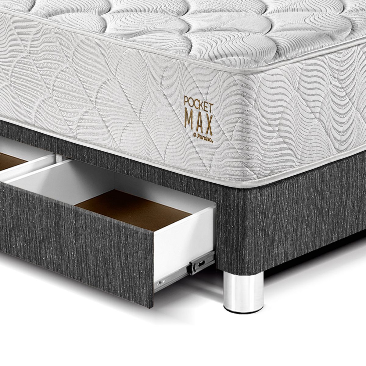 PARAISO - Cama Pocket Max Queen Cajones Oscuro