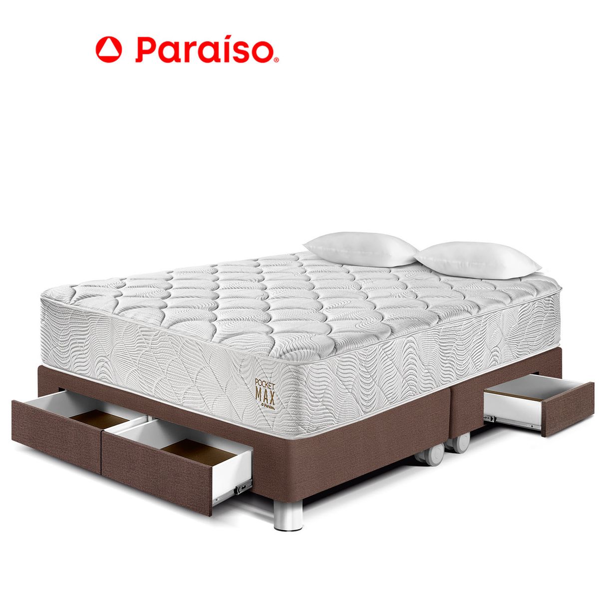 PARAISO - Cama Pocket Max King Cajones Choco