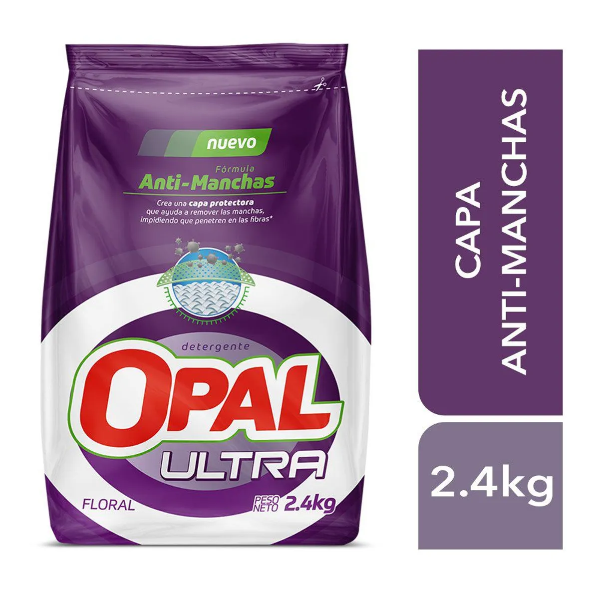 OPAL - Detergente en Polvo Opal Ultra Antimanchas Floral Bolsa 2.4 Kg