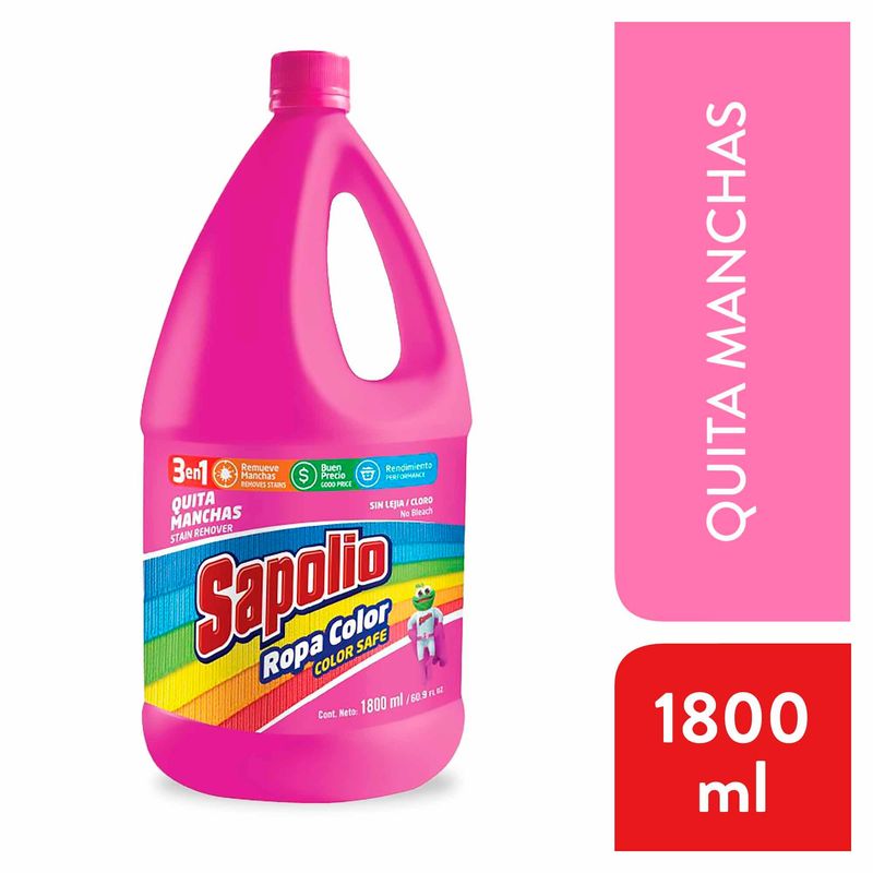 SAPOLIO - Quitamanchas Sapolio Líquido Ropa Color Con Lejía Botella 1.8 L