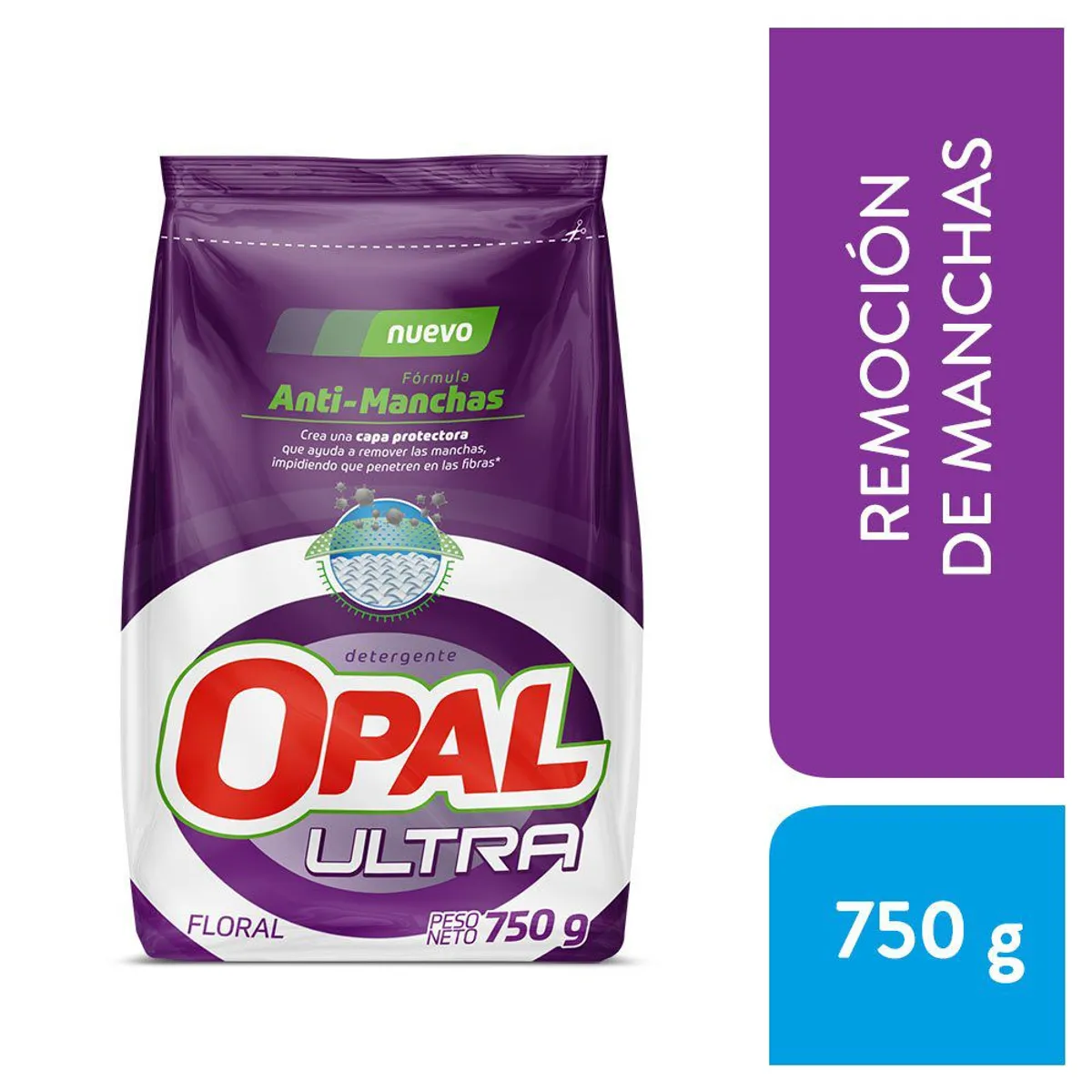 OPAL - Detergente en Polvo Opal Ultra Antimanchas Floral Bolsa 750 g