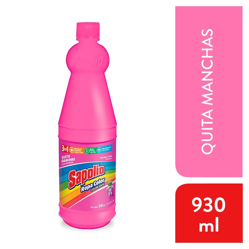 SAPOLIO - Quitamanchas Sapolio Líquido Ropa Color Sin Lejía Botella 930 ml