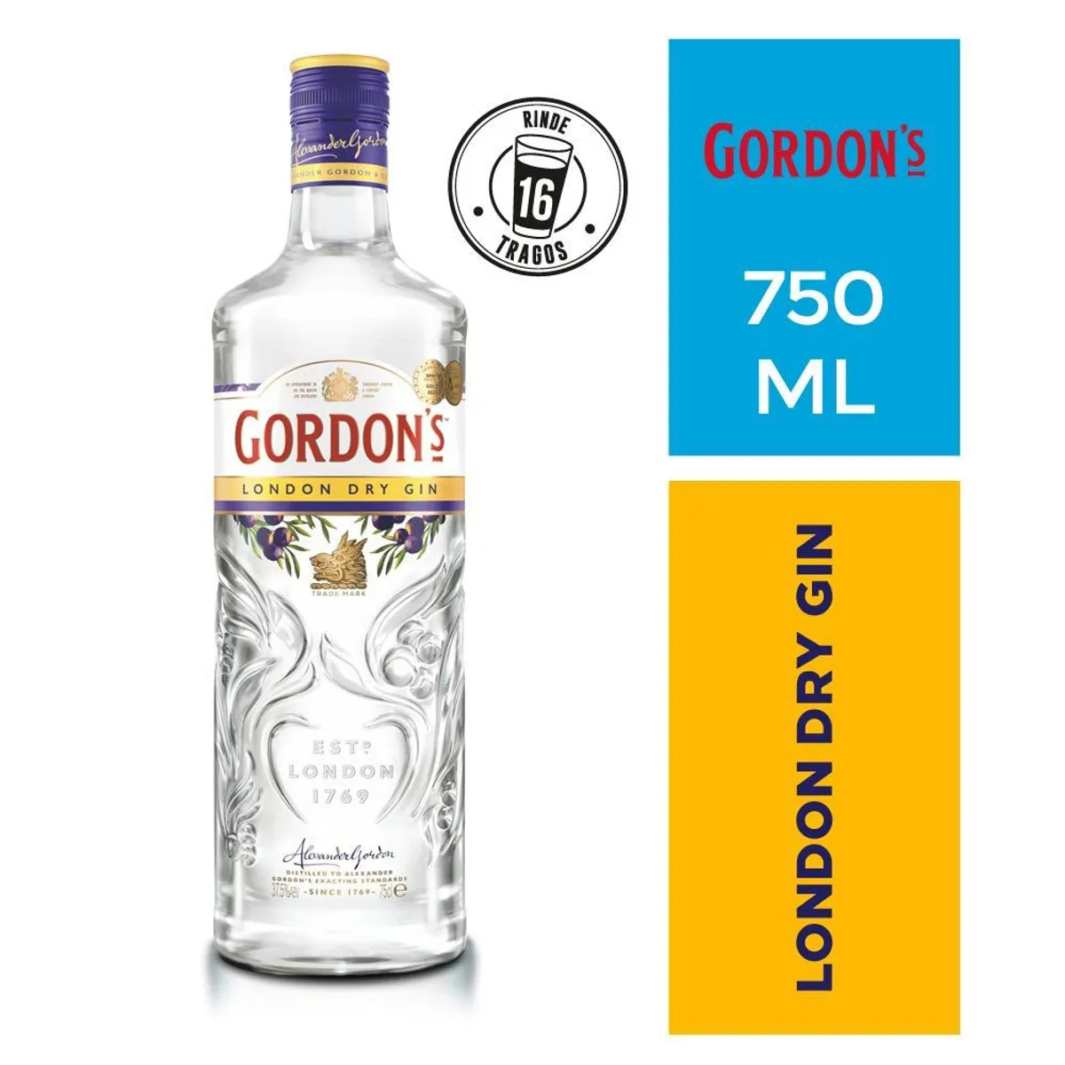 GORDONS - Gin Gordons London Dry Botella 750 mL