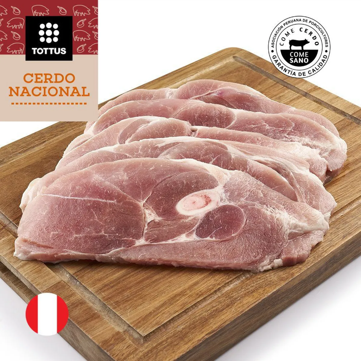 TOTTUS - Chuleta De Brazuelo De Cerdo Congelado x 1.2 Kg
