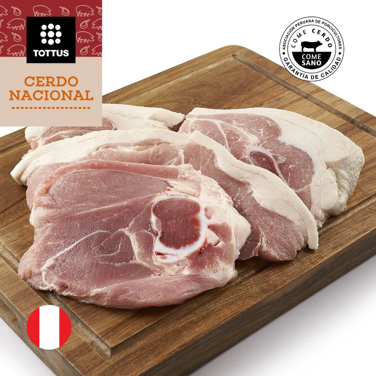 TOTTUS - Chuleta De Punta De Lomo De Cerdo Congelado x 1.2 Kg