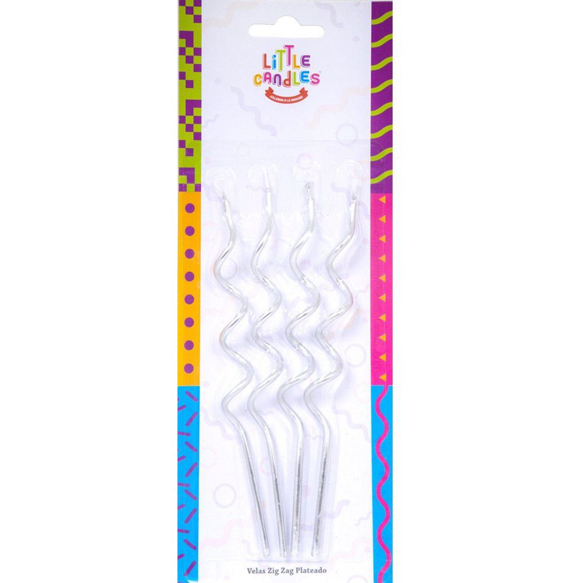LITTLE CANDLES - Velas De Cumpleaños Zigzag Plateado
