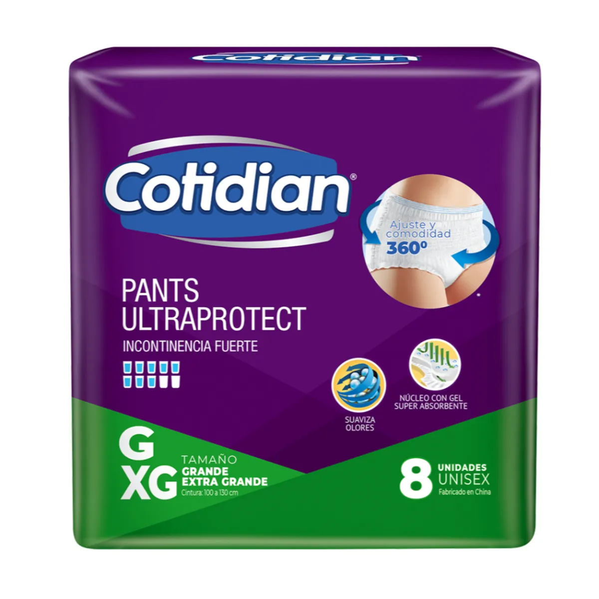 COTIDIAN - Ropa Interior Cotidian Pants Ultraprotect Talla G/XG Empaque 8 Und