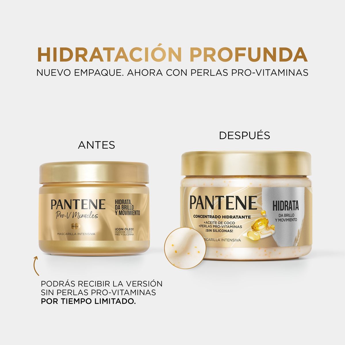 PANTENE - Mascarilla Capilar Pantene Miracles Hidratación Brillo Movimiento Botella 300 mL