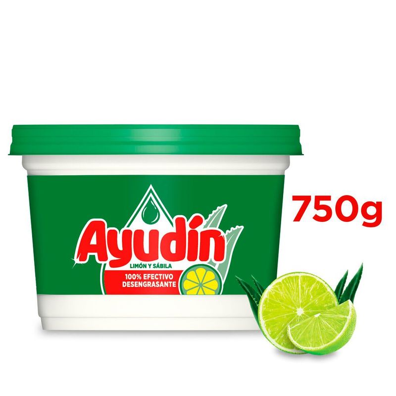 AYUDIN - Lavavajilla Pasta Ayudín Limón y Sábila Pote 750 g