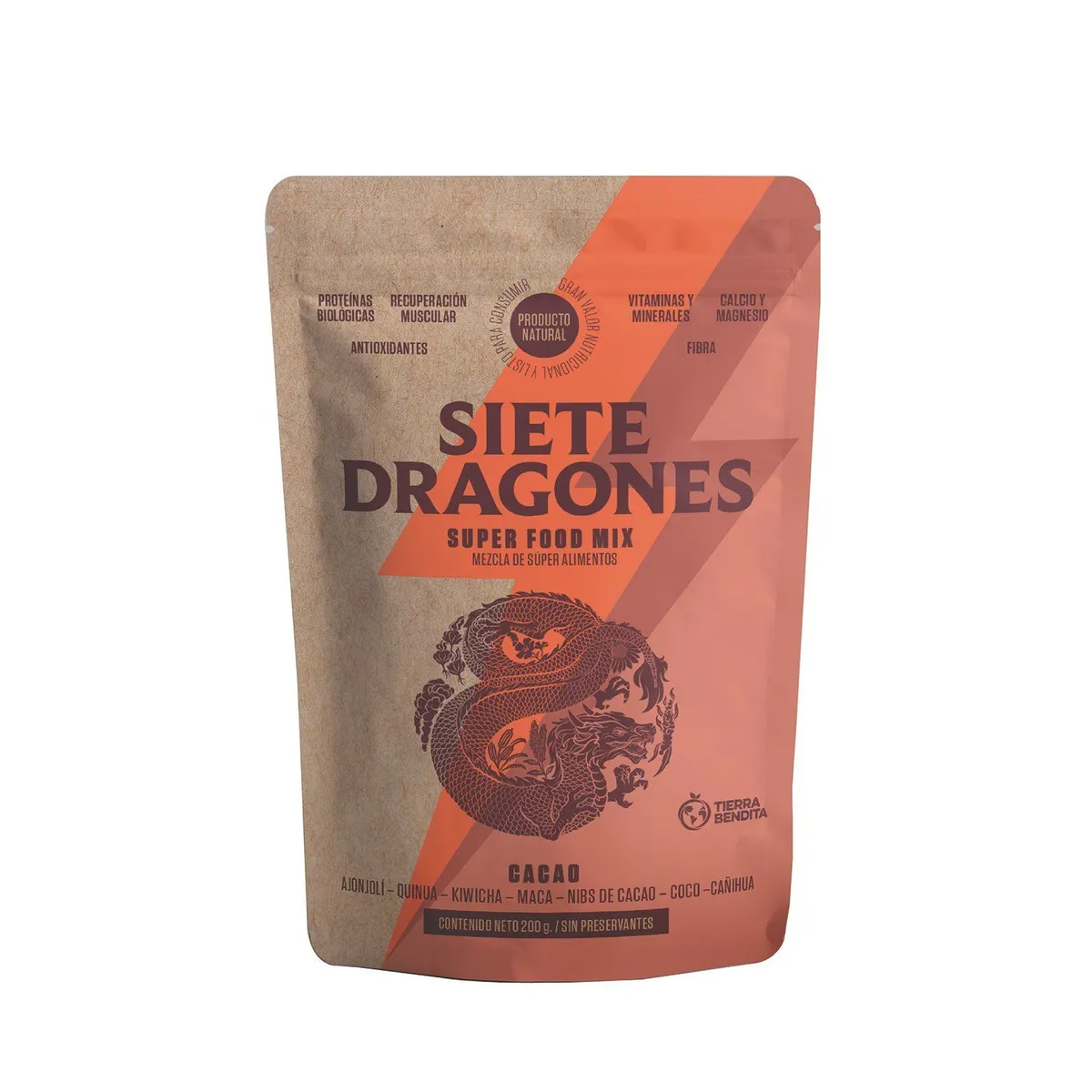 SIETE DRAGONES - Superfood Siete Dragones Sabor Cacao Empaque 200 g