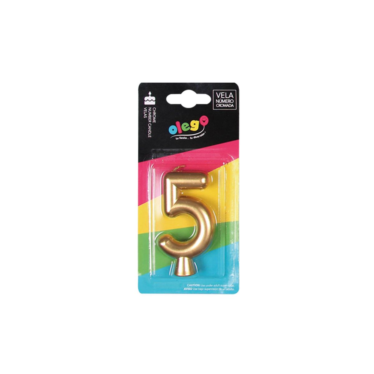OLEGO - Vela Número 5 Cromada Dorada