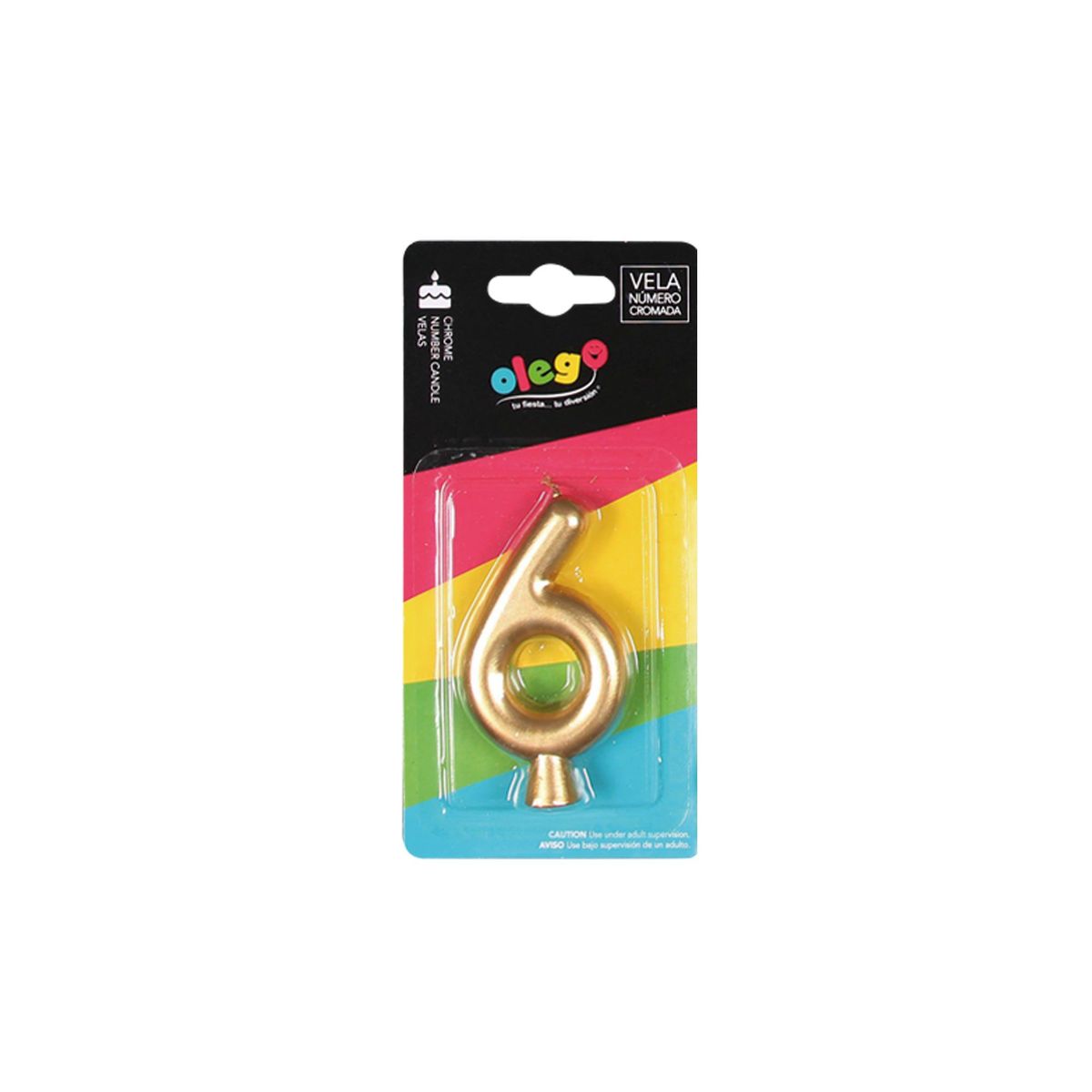 OLEGO - Vela Número 6 Cromada Dorada