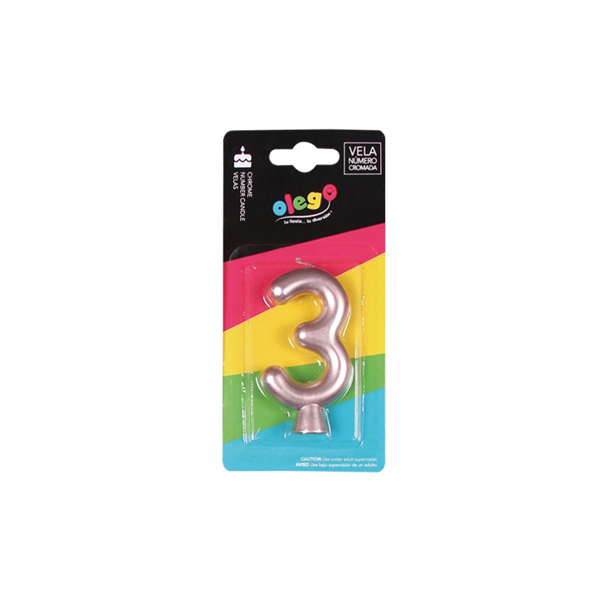 OLEGO - Vela Número 3 Cromada Gold Rose