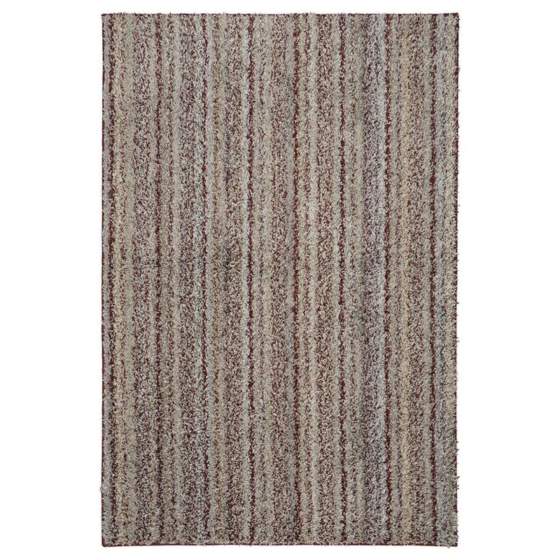 CASA JOVEN - Alfombra Shaggy 122x168 cm Roja Rayada