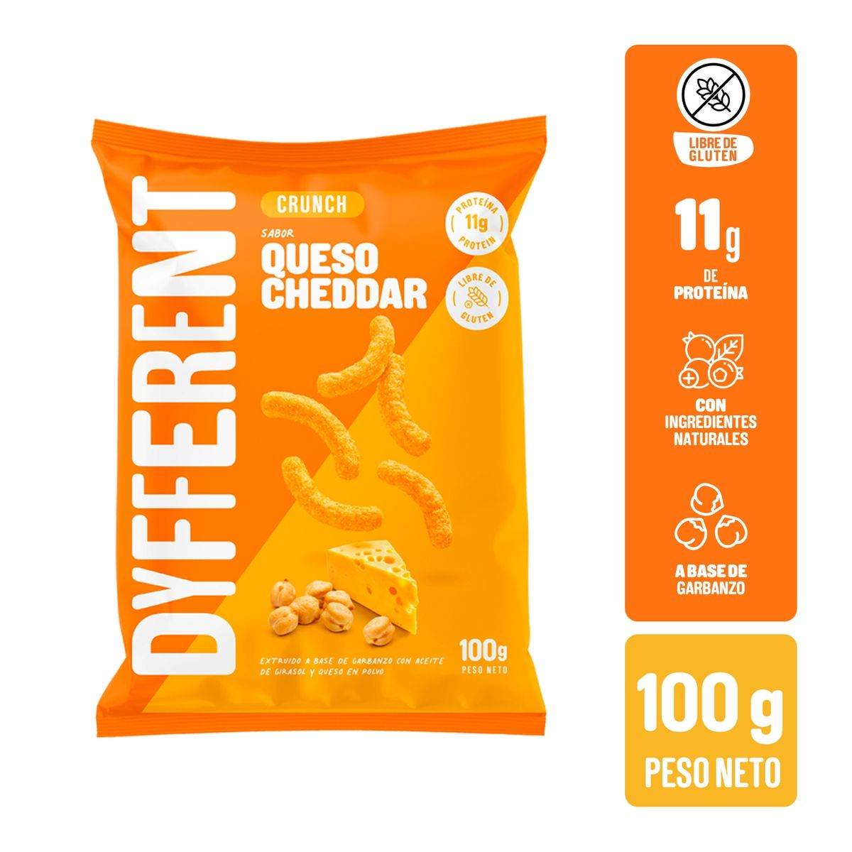 DYFFERENT - Crunch Sabor Cheddar Dyfferent Bolsa 100 g