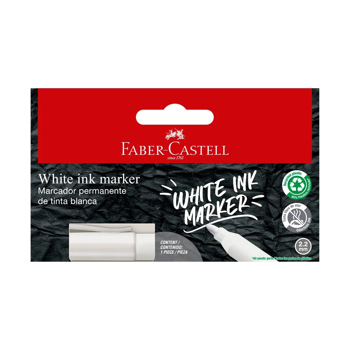 FABER CASTELL - Plumón Indeleble Faber Castell Tinta Blanca