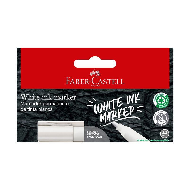 FABER CASTELL - Marcador Permanente Blanco Bl Ctn X1