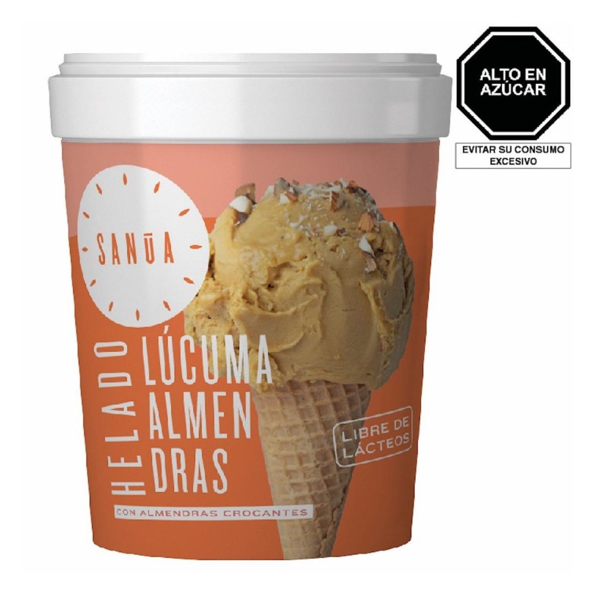 SANUA - Helado Sanua Lúcuma y Almendras Pote 16 Oz