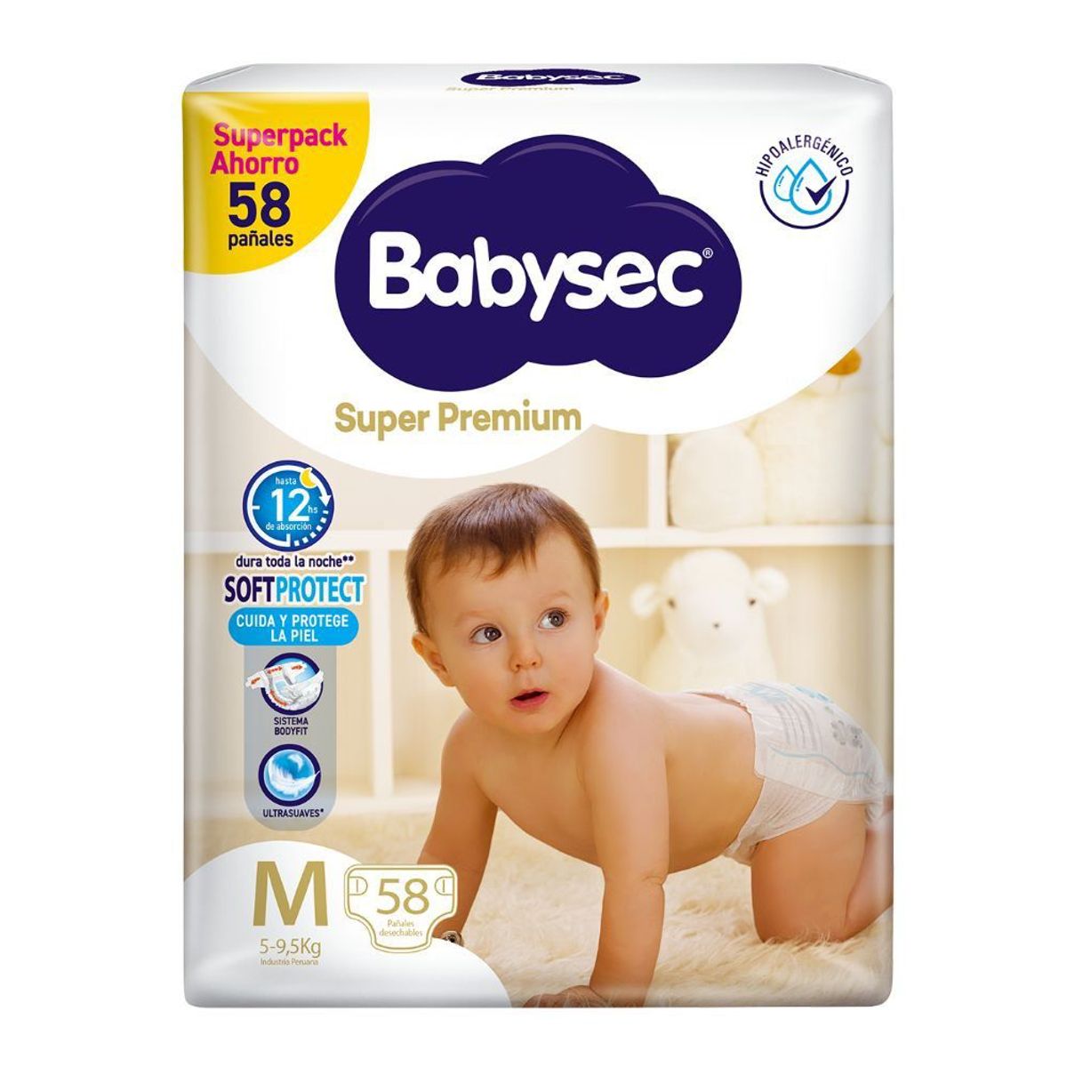 BABYSEC - Pañales Babysec Súper Premium Talla M Empaque 58 Und