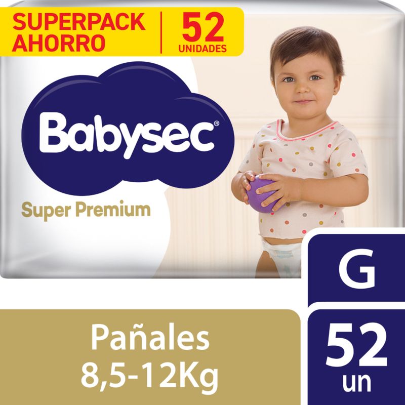 BABYSEC - Pañales Babysec Súper Premium Talla G Empaque 52 Und