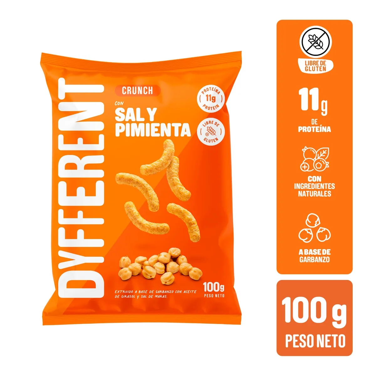 DYFFERENT - Crunch Garbanzo Dyfferent Sal y Pimienta Bolsa 100 g