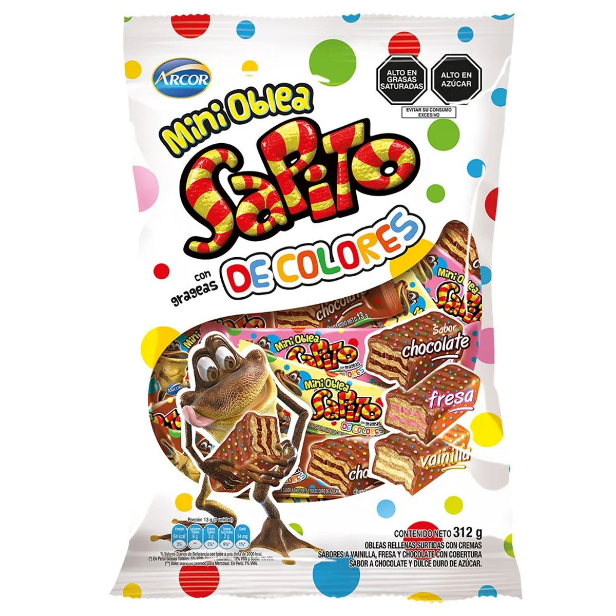 SAPITO - Chocolate Mini Oblea Sapito Surtida Bolsa 312 g