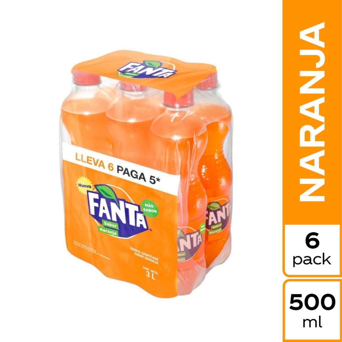 FANTA - Fanta Naranja Sixpack Botella 500 mL