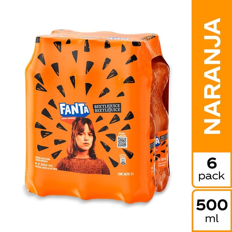 FANTA - Gaseosa Fanta Naranja Sixpack Botella 500 mL