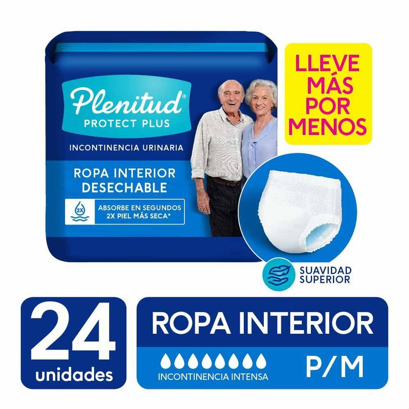 PLENITUD - Ropa Interior Desechable Plenitud Protect Plus Talla P/M Empaque 24 Und