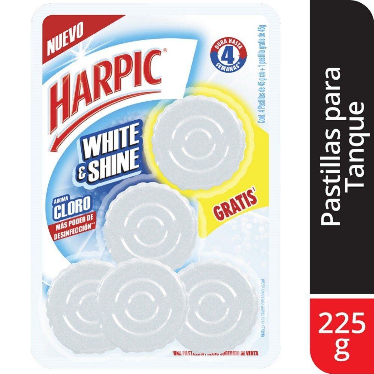 HARPIC - Desinfectante de Baño en Pastilla Harpic White Shine Cloro Empaque 5 Und