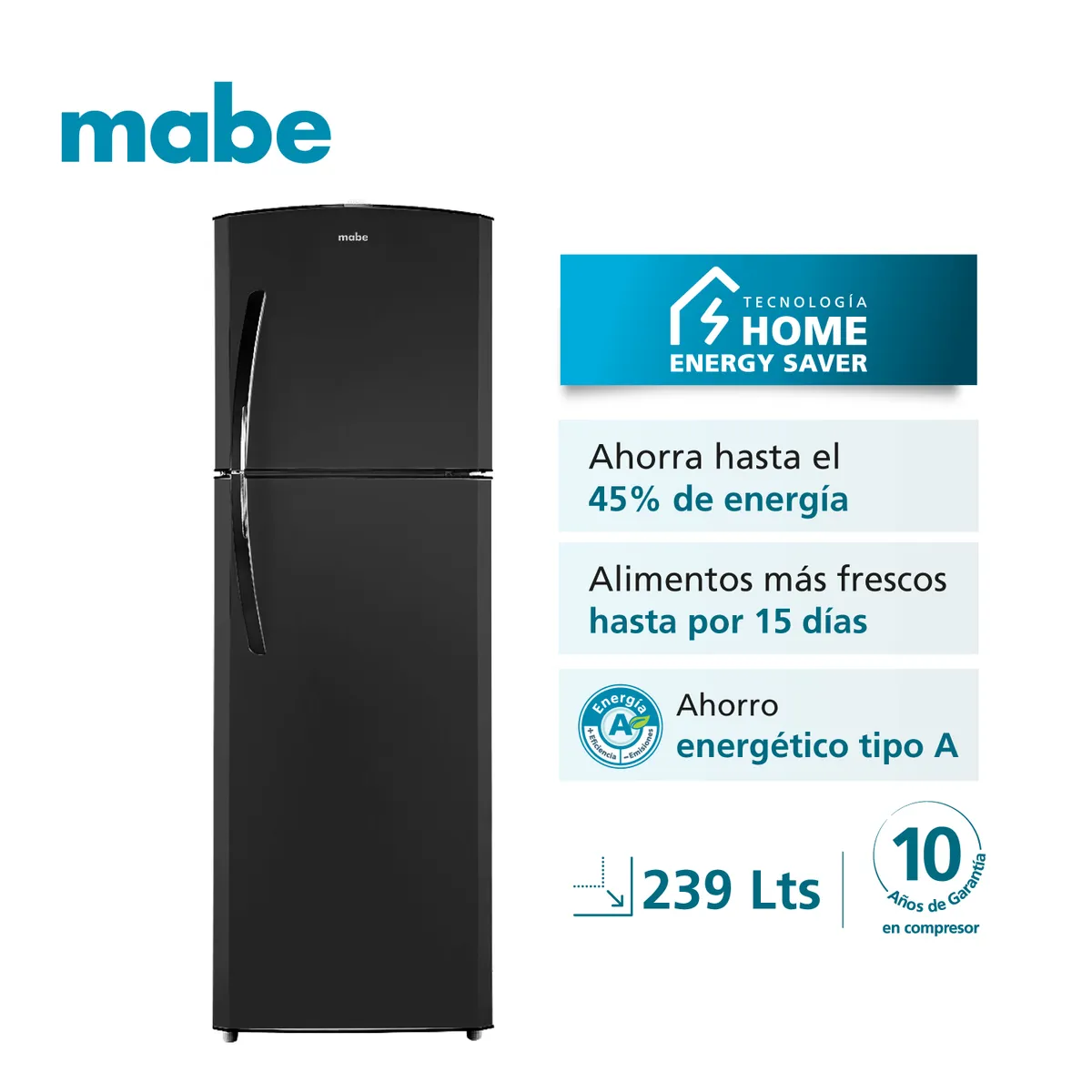MABE - Refrigeradora No Frost 239 L netos grafito mabe RMA520FVPG1