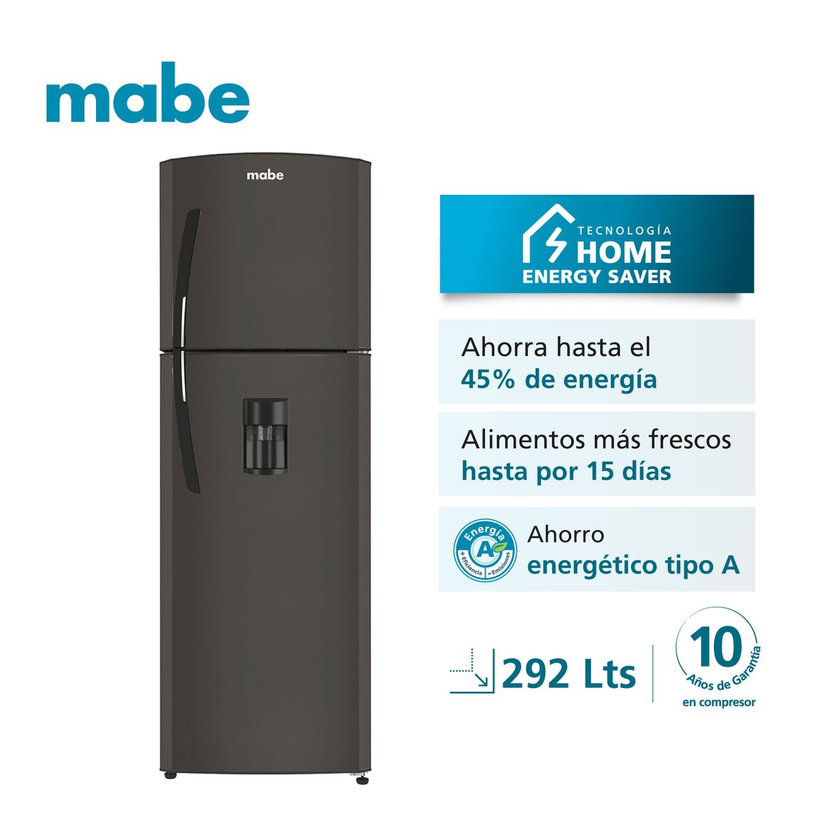 MABE - Refrigeradora Automatica 292 L Netos Grafito Mabe RMA300FBPG1