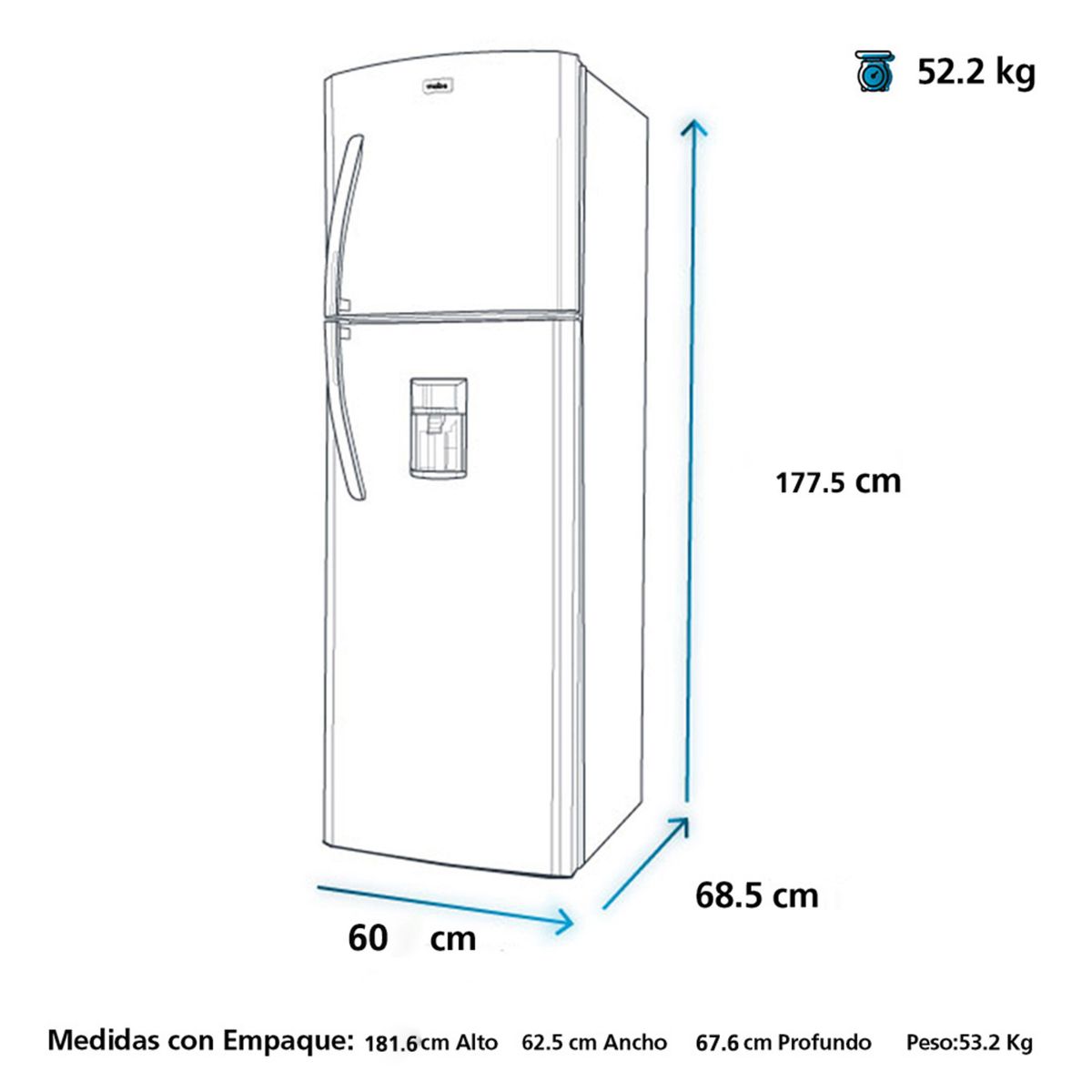 MABE - Refrigeradora Mabe RMA300FBPG1 Automática 292L Netos Grafito