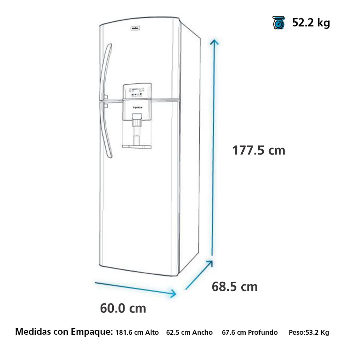 MABE - Refrigeradora No Frost 292 lts Black Steel Mabe RMA310FZPC