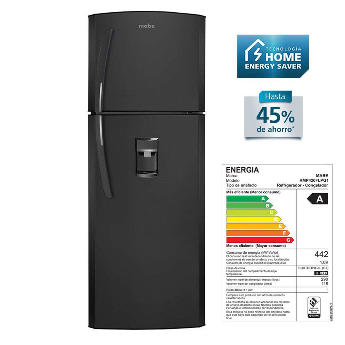 MABE - Refrigeradora 420 L Grafito con Disp
