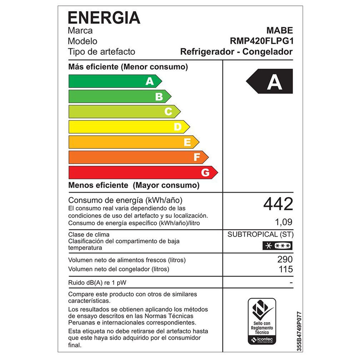 MABE - Refrigeradora 420 L Grafito con Disp