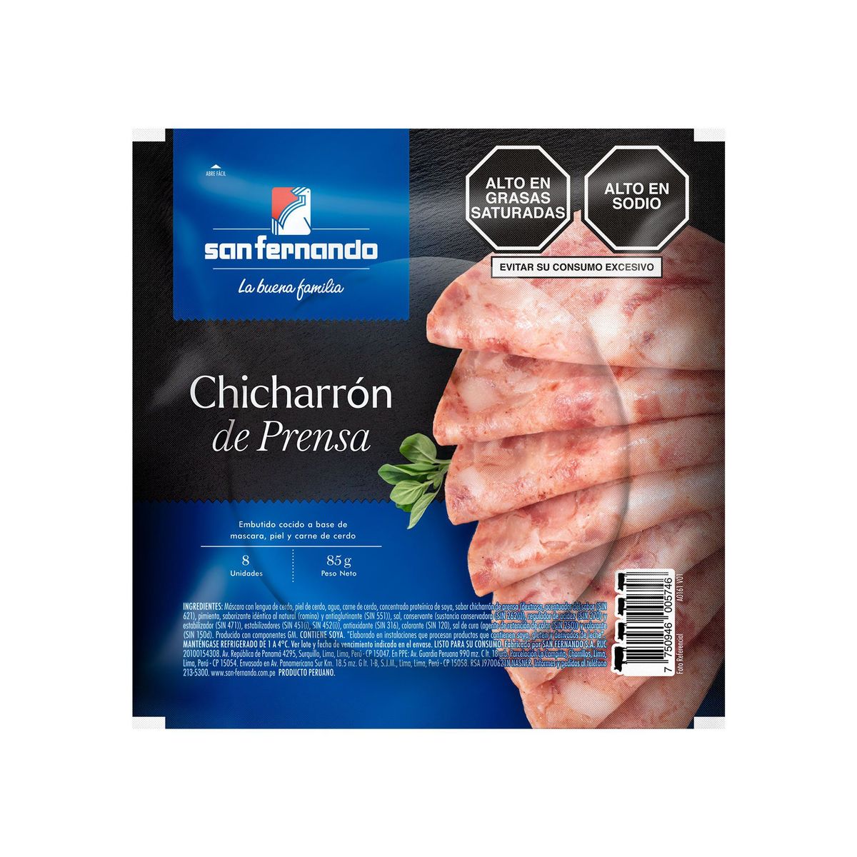 SAN FERNANDO - Chicharrón de Prensa San Fernando Empaque 85 g