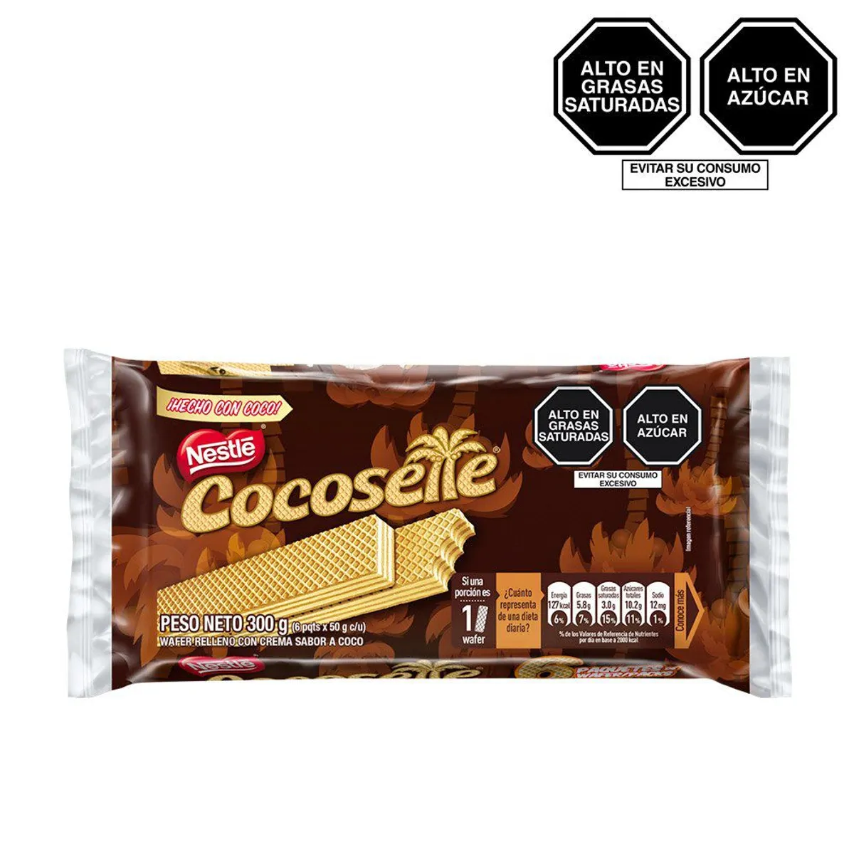 COCOSETTE - Wafer Nestlé Cocosette Relleno Crema de Coco Empaque 6 Und