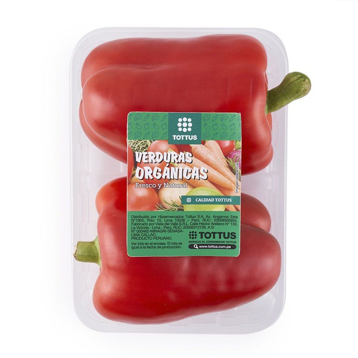 TOTTUS VERDURAS - Pimiento Morron Orgánico Empaque 2 Und