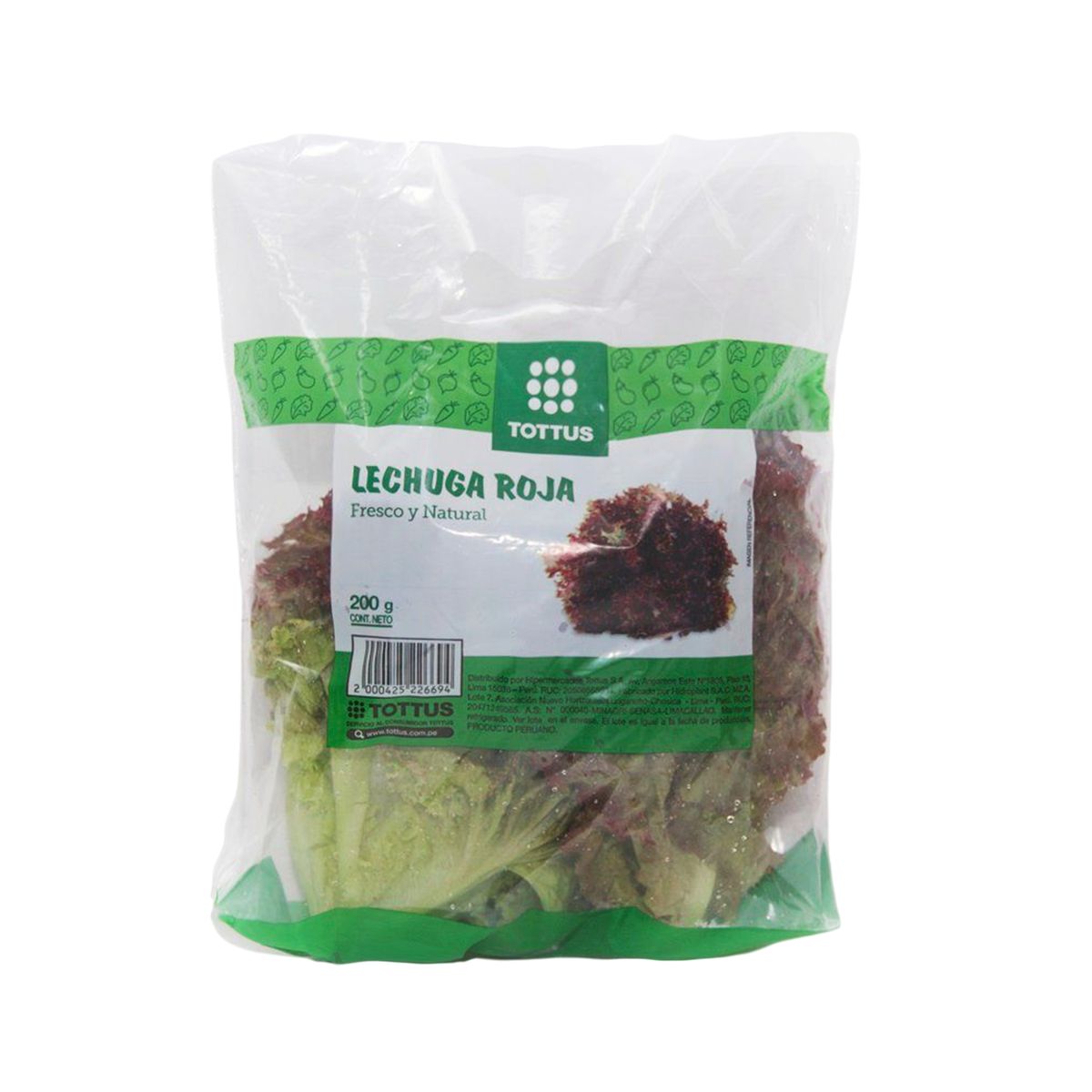 TOTTUS VERDURAS - Lechuga Roja Tottus 200 g