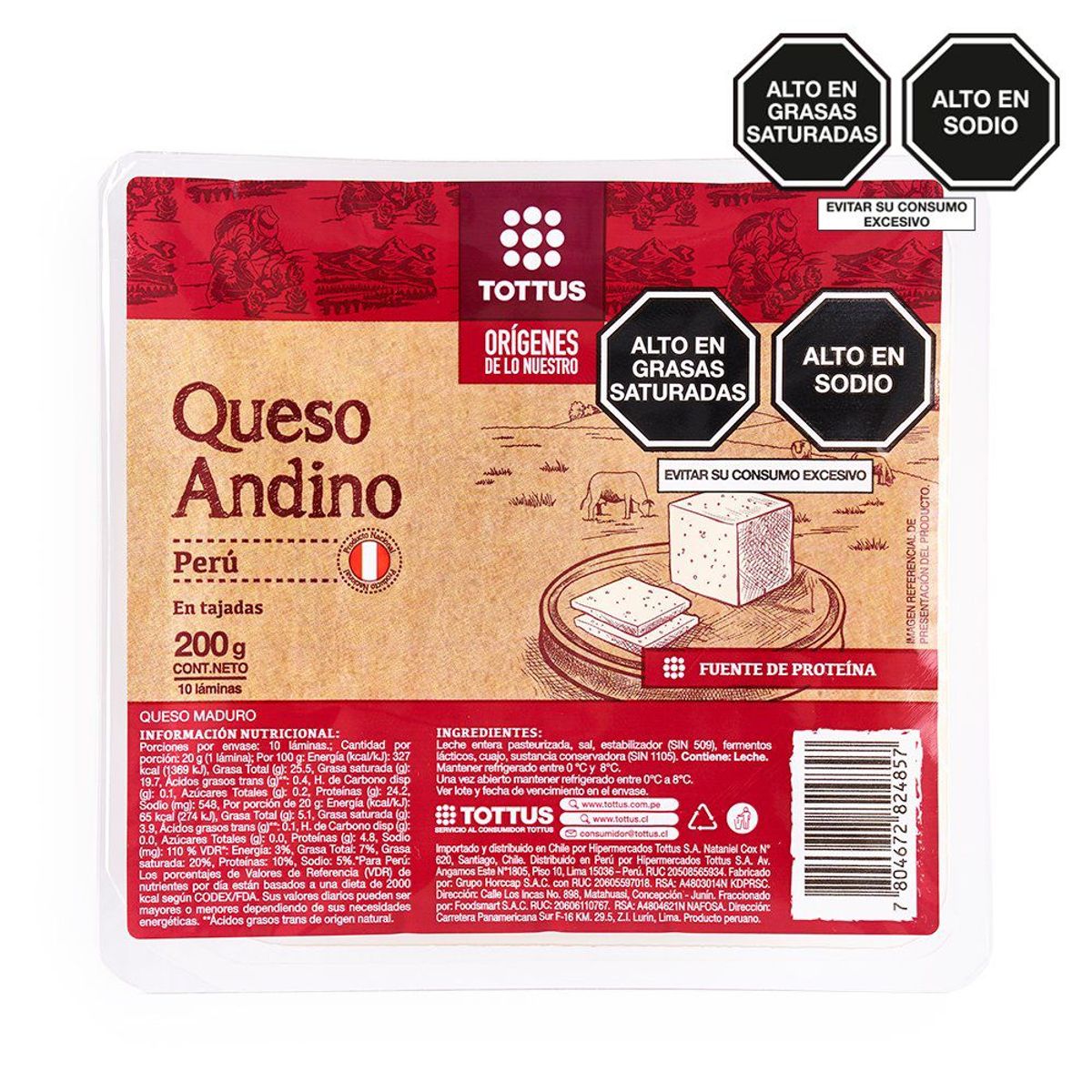 TOTTUS ORIGENES - Queso Andino Laminado Tottus Origenes 200 g