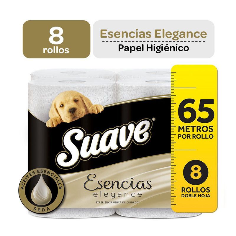 SUAVE - Papel Higiénico Suave Esencias Elegance 65m Empaque 8 Rollos