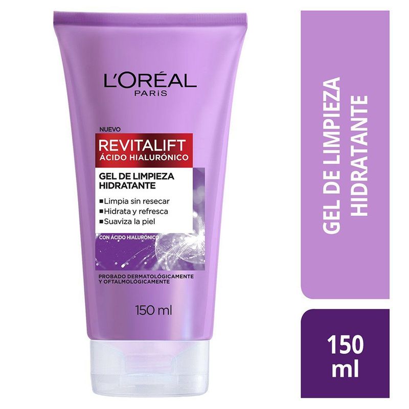 LOREAL PARIS - Gel Limpiador Loreal Paris Ácido Hialurónico Envase 150 mL