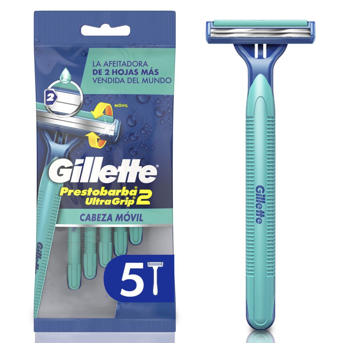 GILLETTE - Máquina de Afeitar Gillette Prestobarba2 Ultragrip Empaque 5 Und
