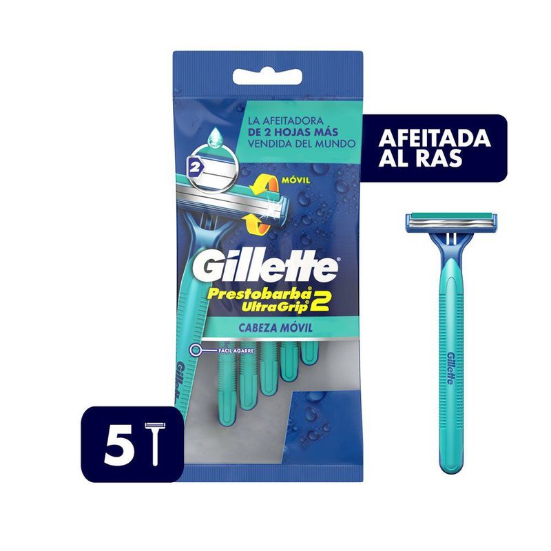 GILLETTE - Máquina De Afeitar Gillette Prestobarba Ultragrip Cabeza Móvil Pack 5 Und