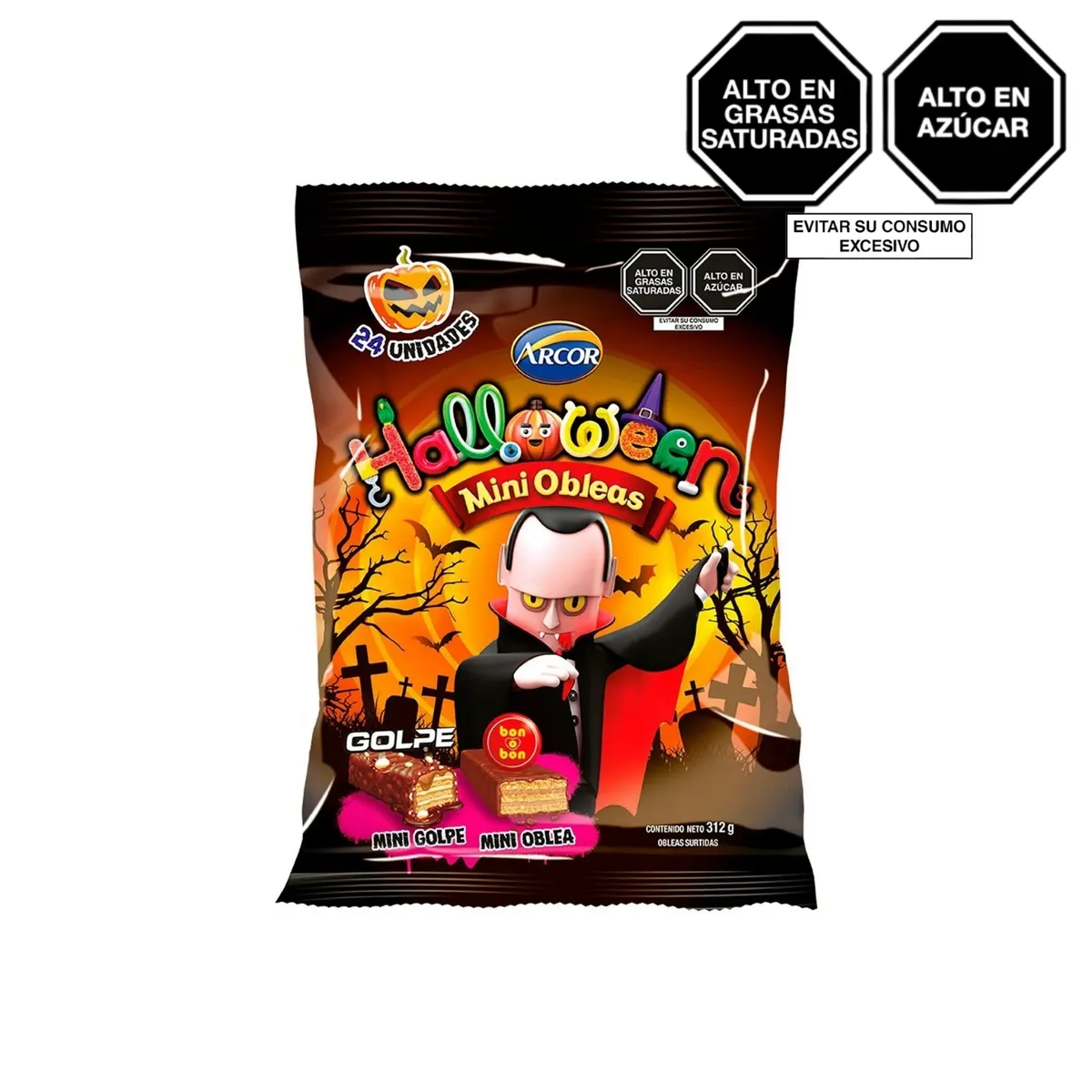 ARCOR - Halloween Mini Oblea Bob Golpe Bolsa 288 g
