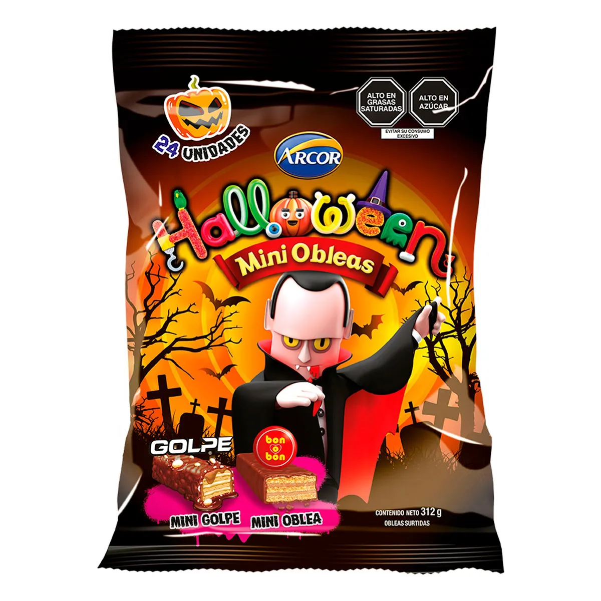 ARCOR - Halloween Mini Oblea Bob Golpe Bolsa 288 g
