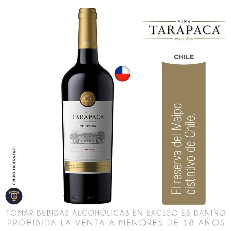 TARAPACA - Vino Tarapacá Reserva Carmenere Botella 750 mL