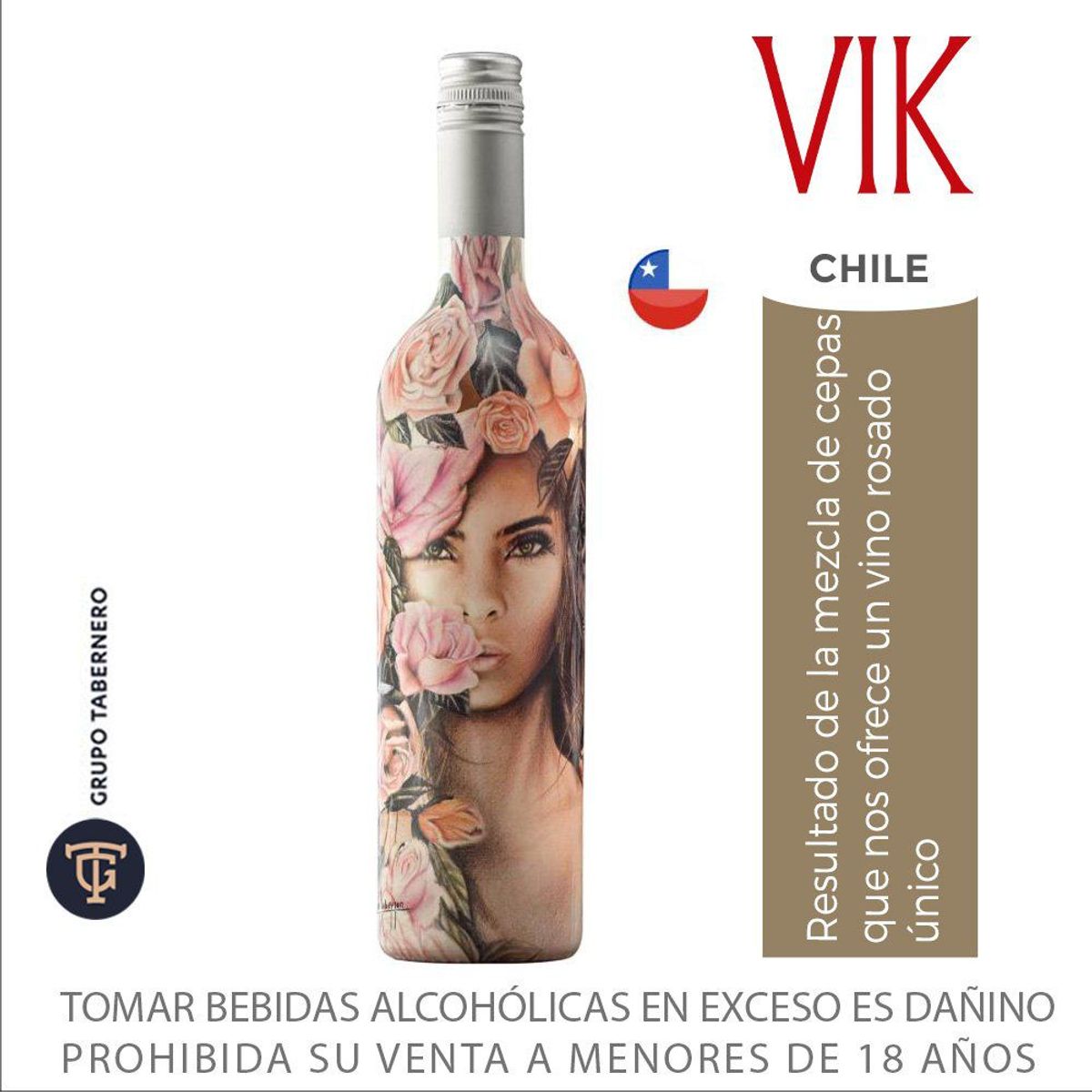 VIK - Vino Vik La Piu Belle Rosé Botella 750 mL