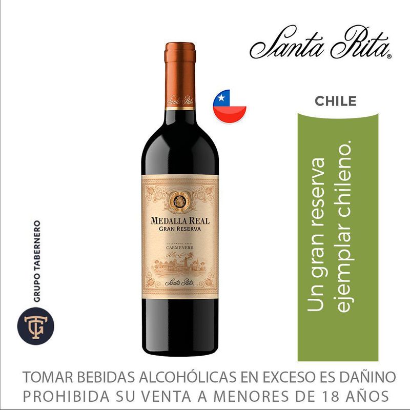 SANTA RITA - Vino Gran Reserva Carmenere Medalla Real de 750 mL